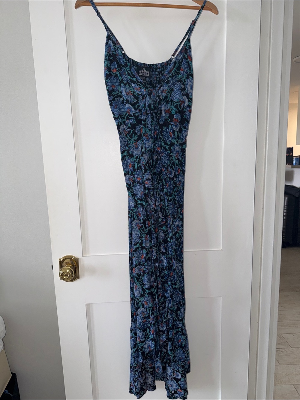 Angie Navy Floral Maxi Slip Dress